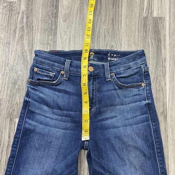FOR ALL 7 MANKIND Boot Cut Stretch Blue Denim Cropped Jeans Women's Size 26 - Picture 9 of 12